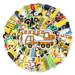 50pcs Engineering Vehicles Stickers Laptop Scrapbook Skateboard Decor