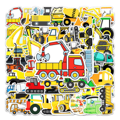 50pcs Engineering Vehicles Stickers Laptop Scrapbook Skateboard Decor