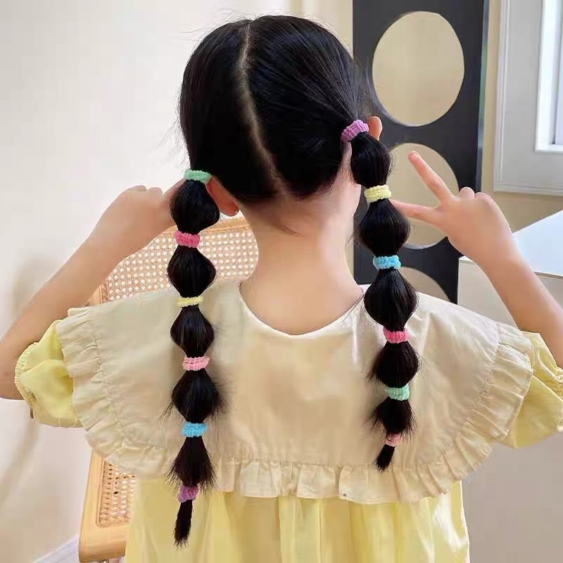 100PCS Plush Intestine Hair Tie Set Furry Scrunchies Pack Women Elastic Hair Ban