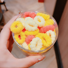 100PCS Plush Intestine Hair Tie Set Furry Scrunchies Pack Women Elastic Hair Ban