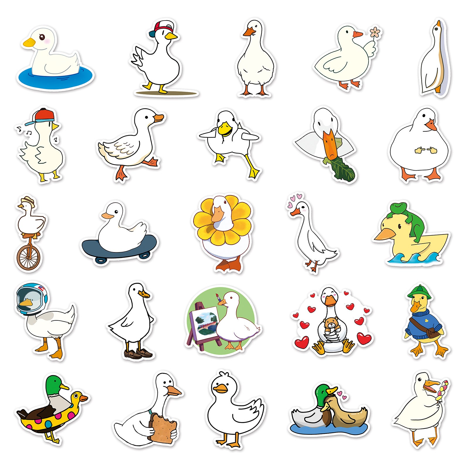 50pcs Duck Waterproof Doodle Stickers for Decor