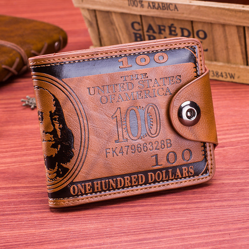 Men's Magnetic Buckle Short $100 PU Leather Wallet