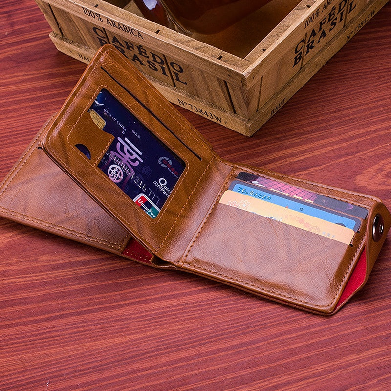 Men's Magnetic Buckle Short $100 PU Leather Wallet