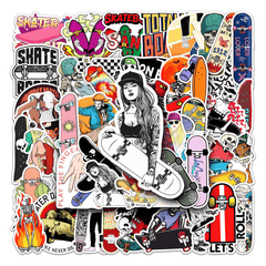 50pcs Skateboard Cartoon Sports Stickers Waterproof Decorative Doodle Designs
