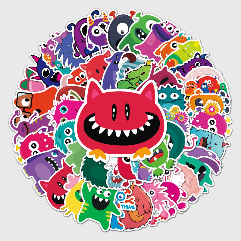 50pcs Small Monster Waterproof Doodle Stickers for Car Bike Laptop Window