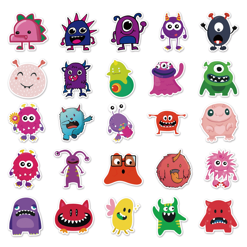 50pcs Small Monster Waterproof Doodle Stickers for Car Bike Laptop Window