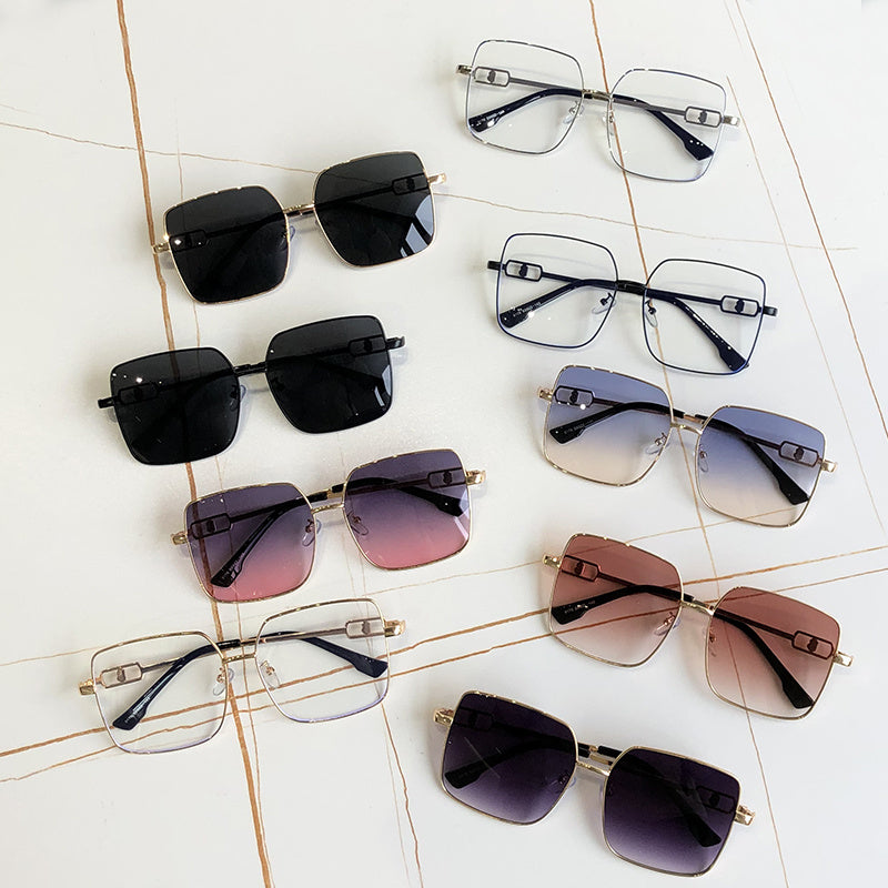 Square Sunglasses Gradient Metal Sunscreen Glasses for Women