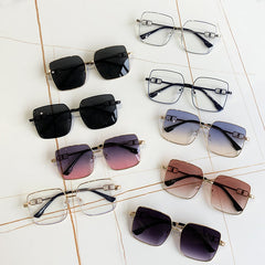 Square Sunglasses Gradient Metal Sunscreen Glasses for Women