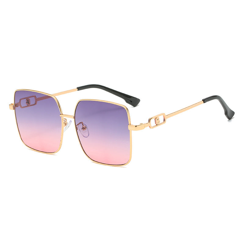 Square Sunglasses Gradient Metal Sunscreen Glasses for Women