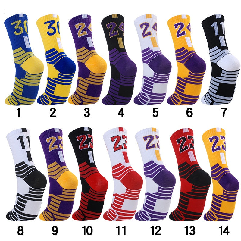 Men's Basketball Socks Non-slip Striped Sports Crew Socks