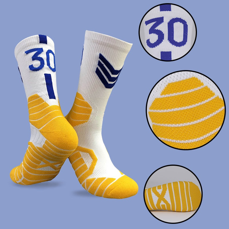 Men's Basketball Socks Non-slip Striped Sports Crew Socks