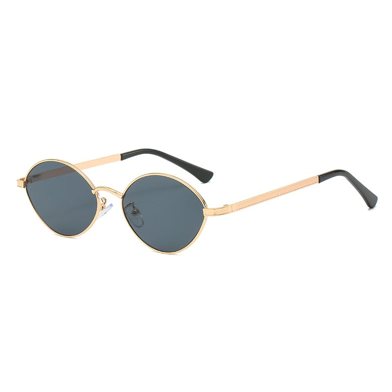 Oval Frame Vintage Sunglasses Gradient Metal Sunglasses for Women