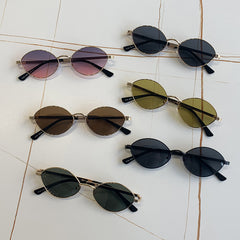 Oval Frame Vintage Sunglasses Gradient Metal Sunglasses for Women