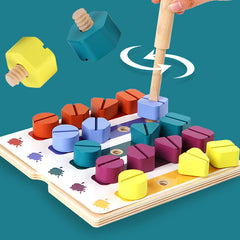 Wooden Screw Nut Disassembly Shape Matching Building Blocks