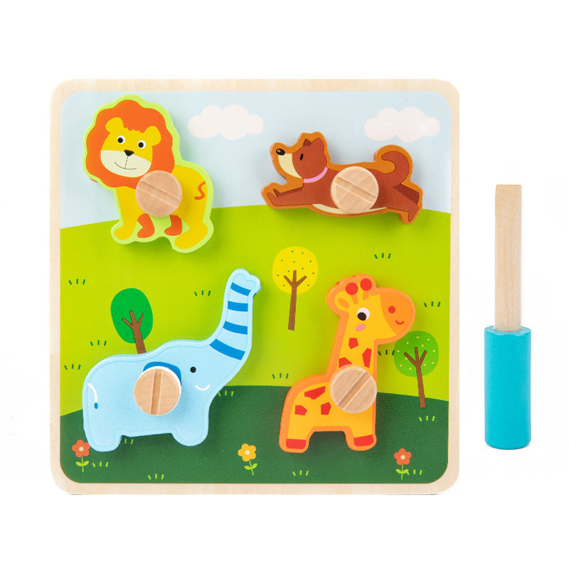 Wooden Screw Nut Disassembly Shape Matching Building Blocks