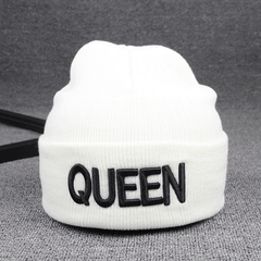 KING QUEEN 3D Knitted Embroidered Warm Hat
