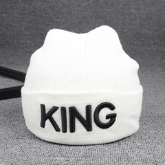 KING QUEEN 3D Knitted Embroidered Warm Hat