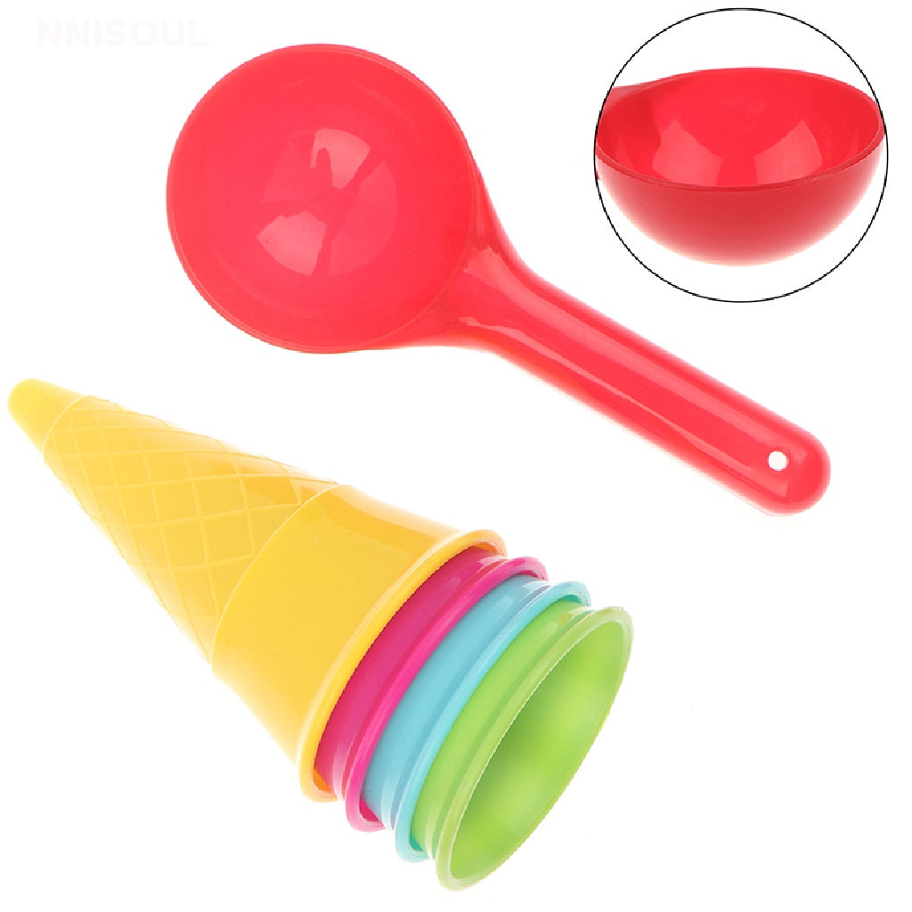 5 Pcs Ice Cream Cone Scoop Sets Beach Toys Sand Kids Children