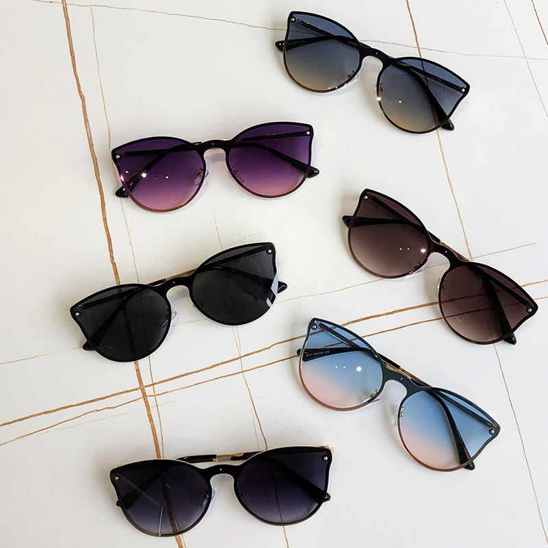 Gradient Cat Eye Sunglasses Metal Sunscreen Golf Eyewear