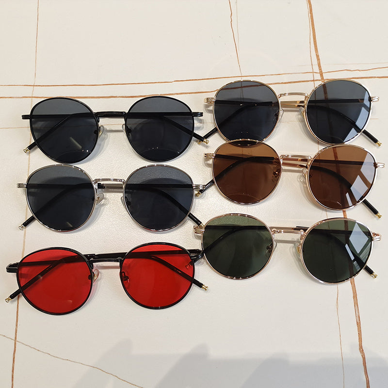 Round Metal Sunglasses Thin Temple UV400