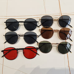 Round Metal Sunglasses Thin Temple UV400