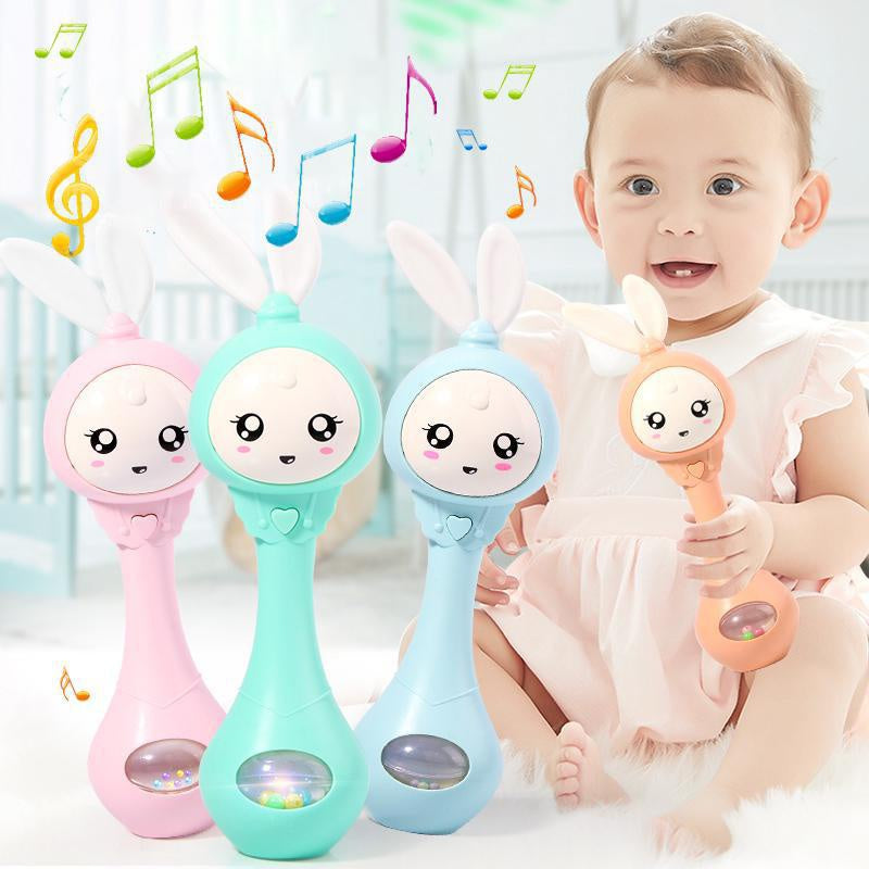 Baby Music Flashing Rattle Toys Rabbit Teether Hand Bells Mobile