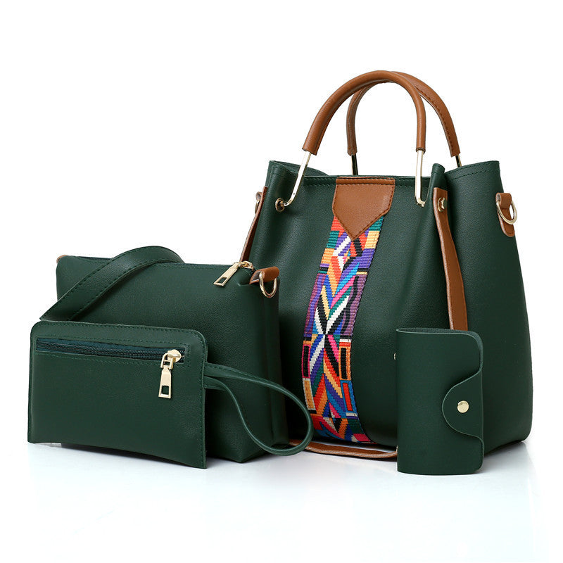 4pcs Women's Shoulder Bag Set Large Handbag & Crossbody Bag & Clutch