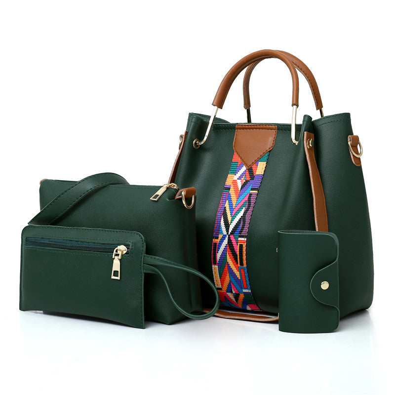 4pcs Women's Shoulder Bag Set Large Handbag & Crossbody Bag & Clutch