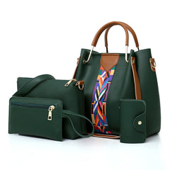 4pcs Women's Shoulder Bag Set Large Handbag & Crossbody Bag & Clutch