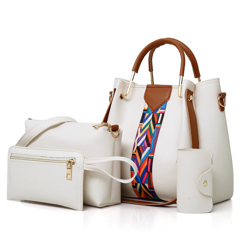 4pcs Women's Shoulder Bag Set Large Handbag & Crossbody Bag & Clutch