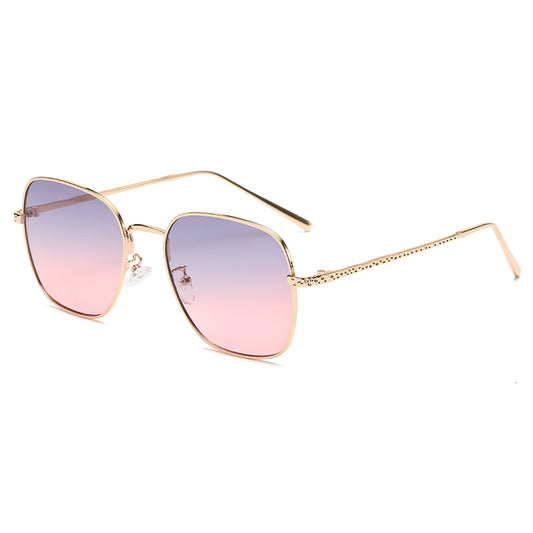 Ombre Lens Sunglasses Square Frame Thin Temple UV400