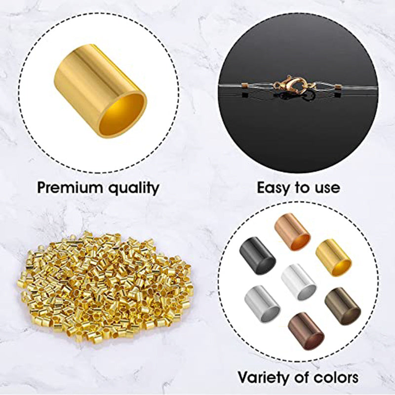 500pcs Tube Crimp End Beads Spacer for DIY Jewelry Making
