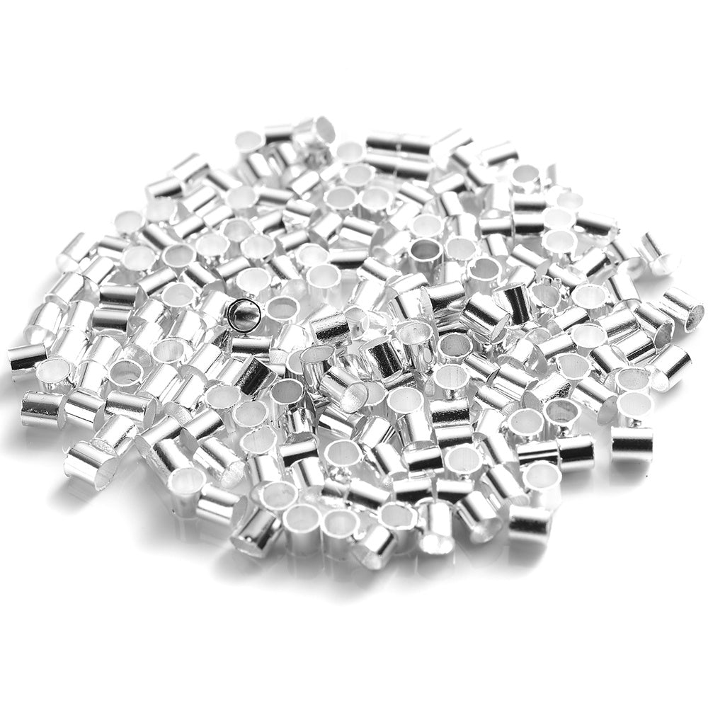 500pcs Tube Crimp End Beads Spacer for DIY Jewelry Making