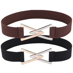 Triangle Alloy Buckle Belts Wide Elastic Waist Stretch Women Belt