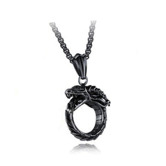 Vintage Men's Snake Pendant Necklace Hip Hop Biker Round Dragon Pendant Necklace
