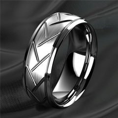 Men's Engraved Metal Band Ring 7mm Wide Size 10