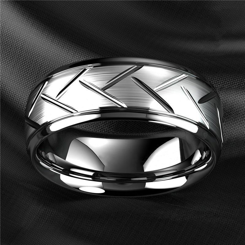 Men's Engraved Metal Band Ring 7mm Wide Size 10