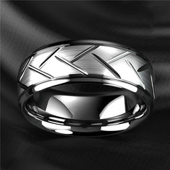 Men's Engraved Metal Band Ring 7mm Wide Size 10