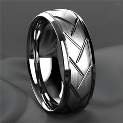 Men's Engraved Metal Band Ring 7mm Wide Size 10