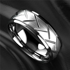 Men's Engraved Metal Band Ring 7mm Wide Size 10