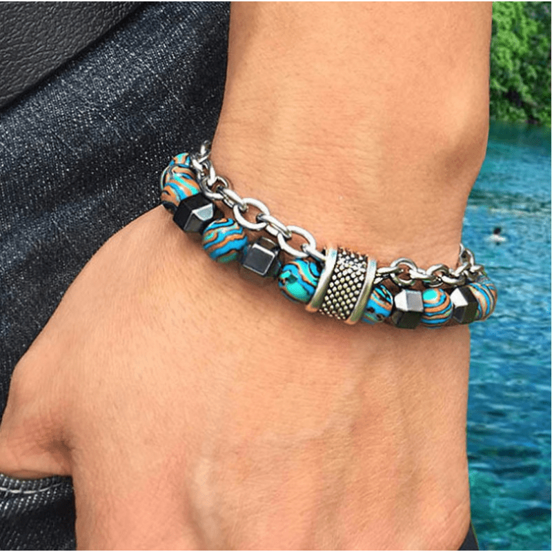 Natural Chakra Energy Stone Magnetic Therapy Men's Bracelet