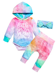 Baby Girls Tie Dye Hooded Bodysuit Sweatpants Set