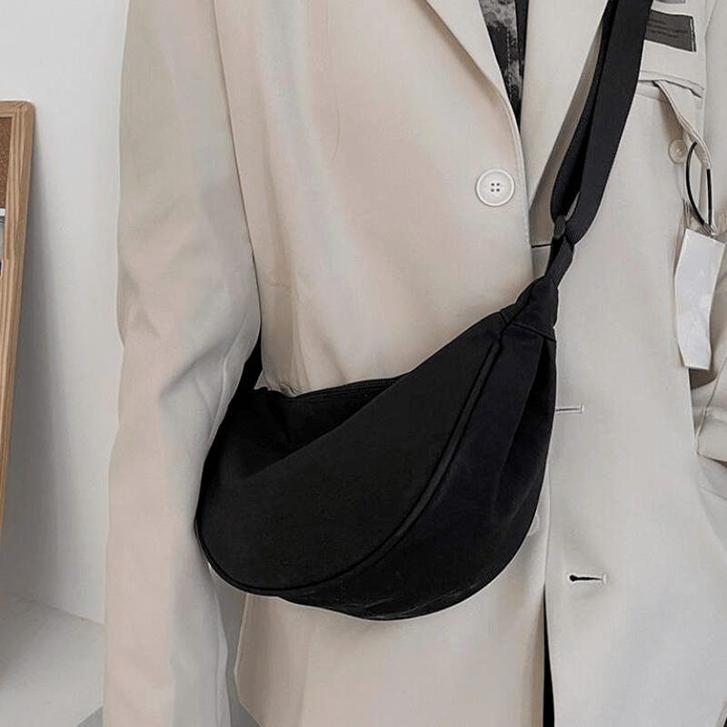 Half Moon Nylon Ladies Belt Bag Solid Crossbody Work Study