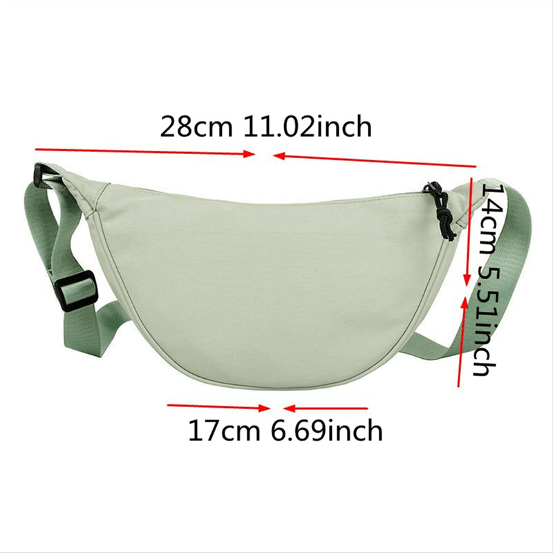 Half Moon Nylon Ladies Belt Bag Solid Crossbody Work Study