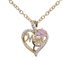 Heart & Flower Necklace Inlaid MOM Letter Pattern Neck Chain