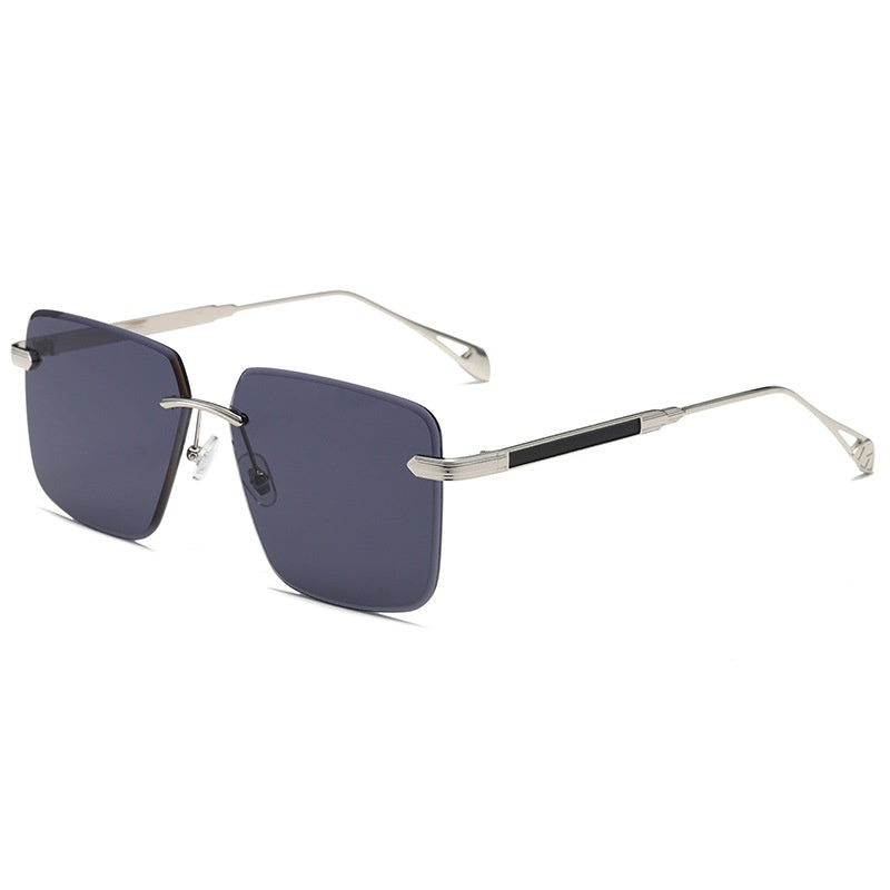 Vintage Rimless Rectangle Sunglasses Lightweight Metal Frame