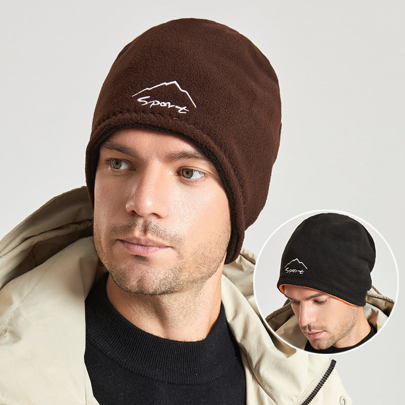 Men's Reversible Winter Beanie Cap Polar Fleece Hat