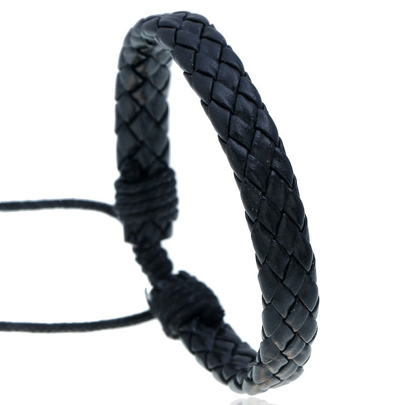 Men's Leather Bracelet Braided Adjustable Accessory