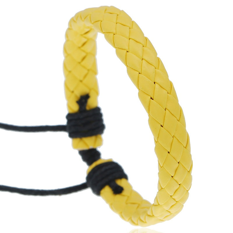 Men's Leather Bracelet Braided Adjustable Accessory