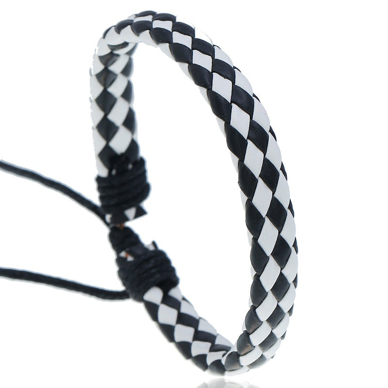Men's Leather Bracelet Braided Adjustable Accessory